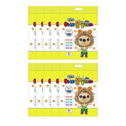 토단교재 유아용 하비볼클레이 10p, 형광노랑, 50g