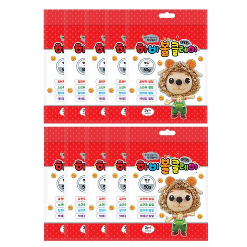 토단교재 유아용 하비볼클레이 10p, 빨강, 50g
