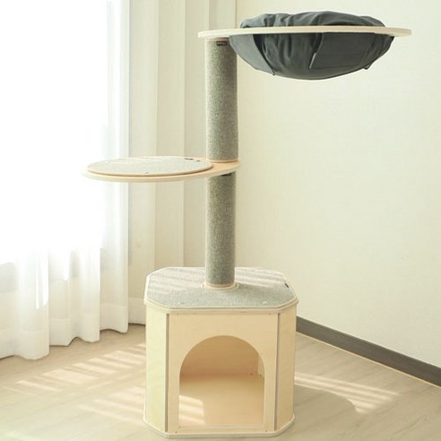 캣츠빌 콘도타워B 캣타워, 브라운(카페트), 그레이(천해먹), 1개