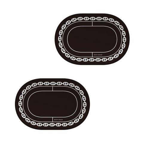 타원 실리콘 컵받침 사슬 프린팅 2p, 블랙, 2개