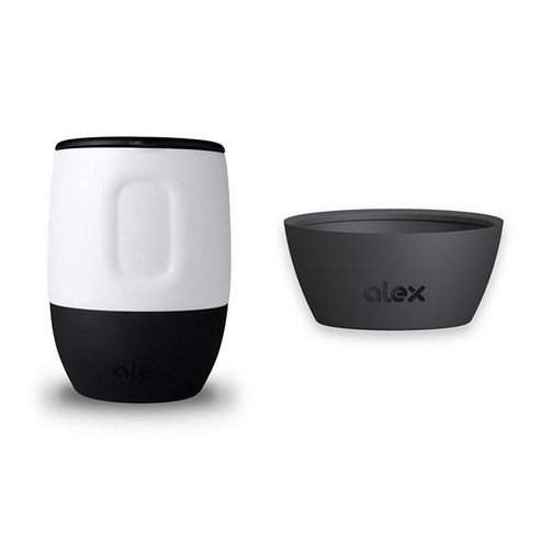 알렉스 텀블러 + 슬리브, 화이트 + 블랙(텀블러), 블랙(슬리브), 355ml