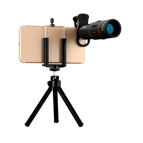 에이펙셀 18X 휴대폰 망원렌즈 + 삼각대 세트, 혼합색상, 1세트