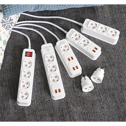 부엉이 클릭 멀티탭은 USB 포트와 접지 기능을 지원하는 3구 멀티탭입니다.