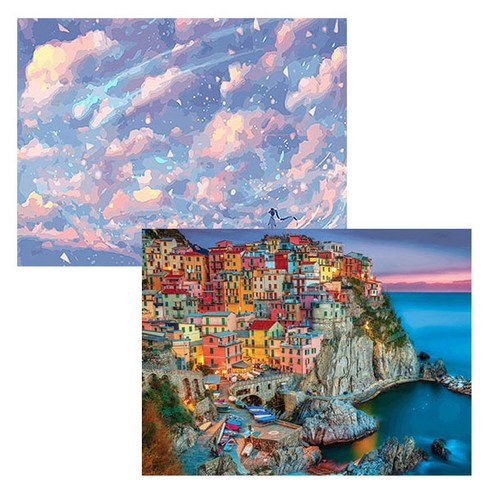 원더로우플레이스 3D타입 DIY 보석십자수 키트 40 x 50 cm C, 06 석양구름, 랜덤발송, 2세트