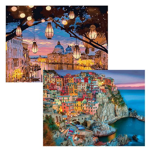 원더로우플레이스 3D타입 DIY 보석십자수 키트 40 x 50 cm C, 26 석양진 베네치아, 랜덤발송, 2세트