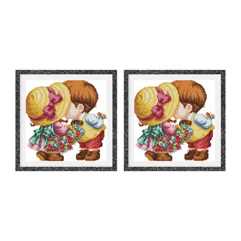 보석십자수 비즈 원더로우 DIY 키트 25 x 25 cm, 내짝궁, 2개