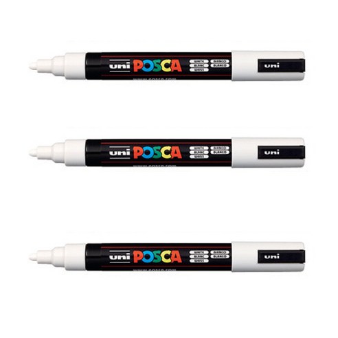 포스카 컬러마커 PC-5M WHITE, 3입, 1색