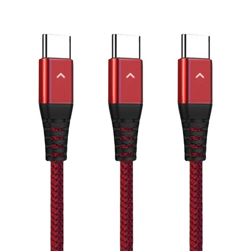 베리어 60W LED PD C to C타입 고속충전 케이블 3p, 레드, 1.8m