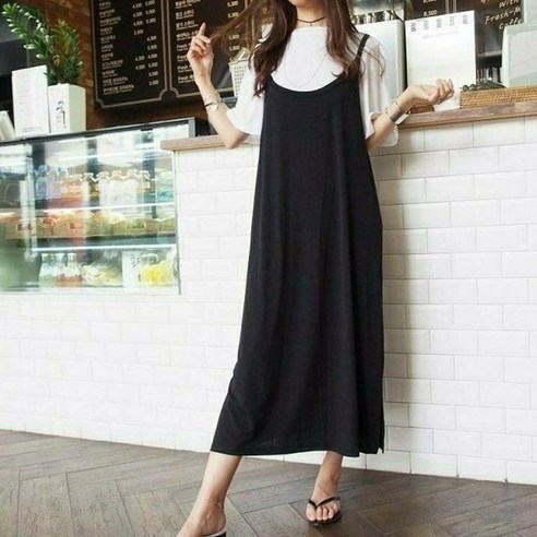 뷔스티에원피스 뷔스티에원피스 아모르데이 듀미니 브이넥 끈 니트 롱 원피스 냉장고 민소매 롱 원피스