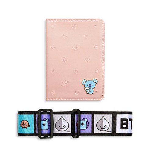 BT21 마스코트 미니 저니 여권 케이스 + 러기지 벨트 세트