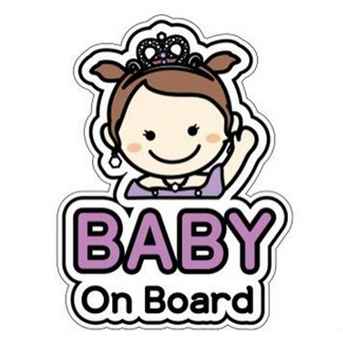 GEEKBEAR 아이가 타고 있어요 칼라 반사 차량용 스티커, 공주님, 1개