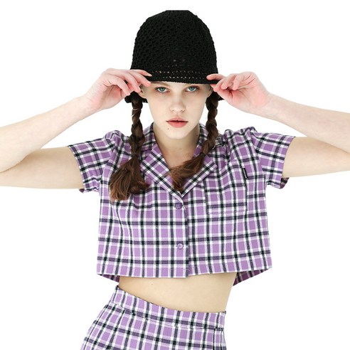 어나더에이 여성용 Seersucker Crop Shirt