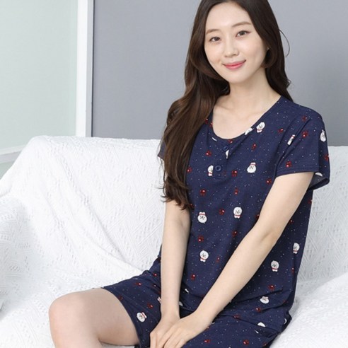 애플스토리 여성용 레이온 캐릭터 반팔 상하 세트