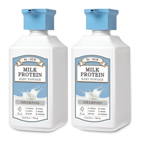 바이아우어 밀크 프로틴 샴푸 베이비 파우더향, 700ml, 2개