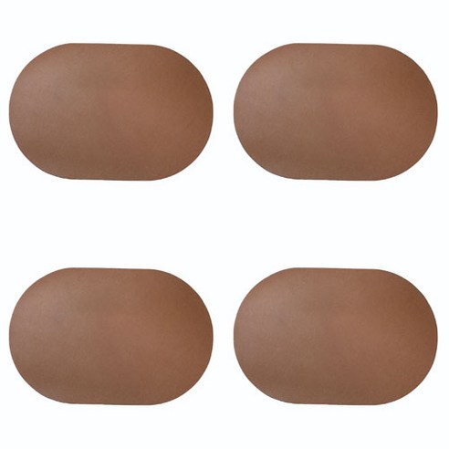 북유럽 스타일 타원형 방수 PVC 테이블 매트 4p, 브라운, 45 x 30 cm