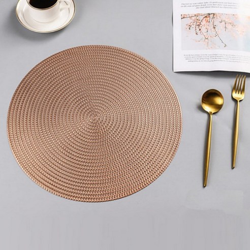 솔리드룸 발리 테이블매트 원형 2p, 로즈골드, 38 x 38 cm