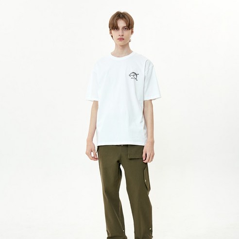 오와이 남성용 BONE FLOWER LOGO 반팔티셔츠