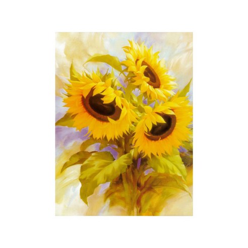 아리코 보석십자수 구슬 비즈 DIY 키트 40 x 30 cm, 세개의 해바라기, 1개