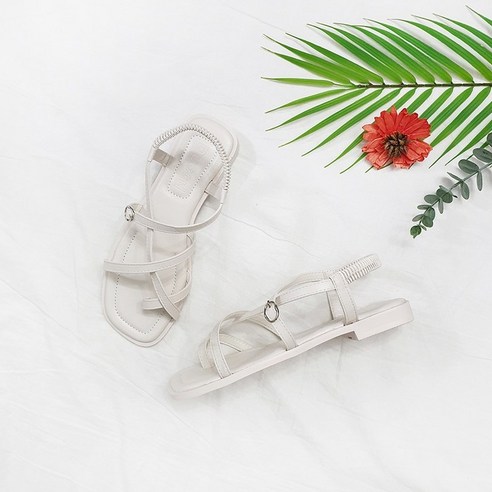 디아 여성용 엄지 쪼리 크로스 스트랩 밴딩 샌들 2cm