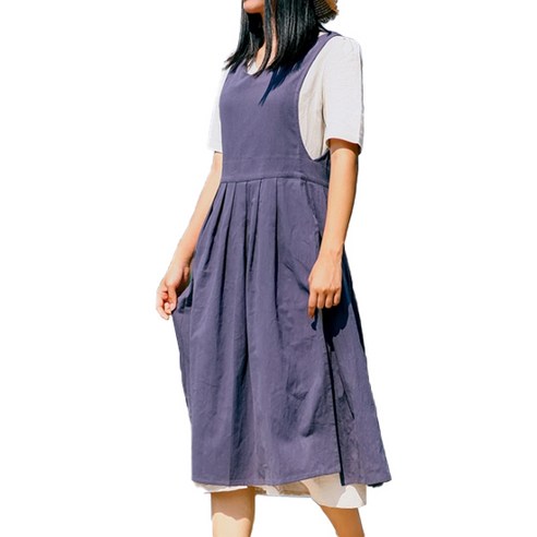 스타 원피스형 옆트임 앞치마 37 x 105 cm, 네이비, 1개