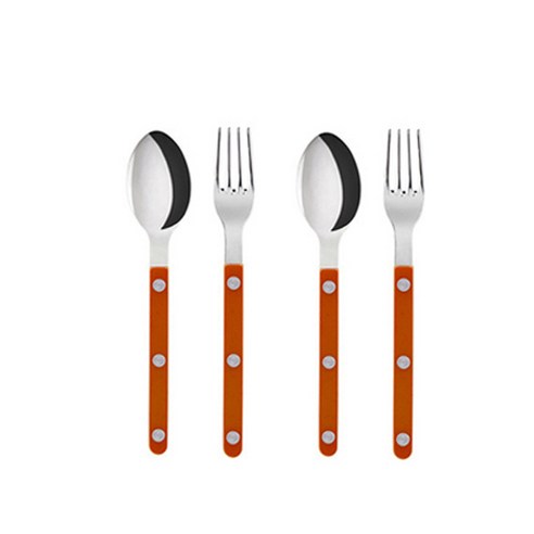 사브르 비스트로 티스푼 + 케이크 포크 세트, 오렌지, 티스푼 2p + 케이크 포크 2p
