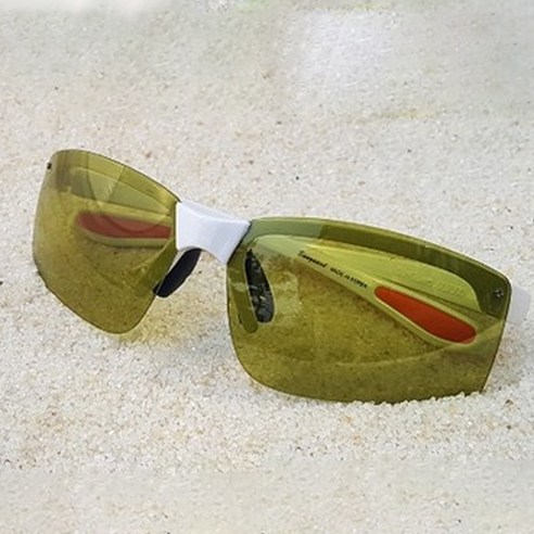 썬가드 편광 스포츠 선글라스 아시안핏 SL9300_F, 화이트(프레임), 옐로우(렌즈)