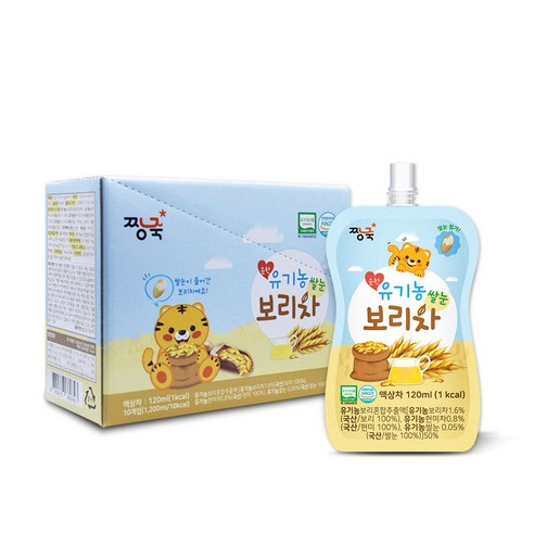 짱죽 순한 유기농 쌀눈 보리차 120ml x 10p, 보리차맛, 1200ml, 1개 베베스트보리차 Best Top5