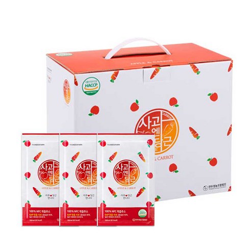 연두팜 찢어먹는 NFC 착즙 사과 엔 당근즙 50p, 5L, 1개