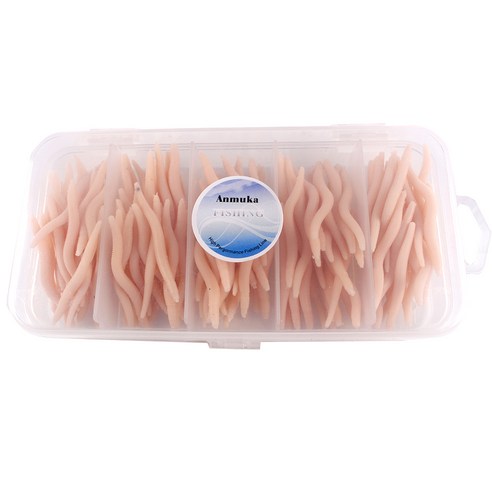 가짜 지렁이 낚시 미끼 4cm 150p, 살구색, 62.5g