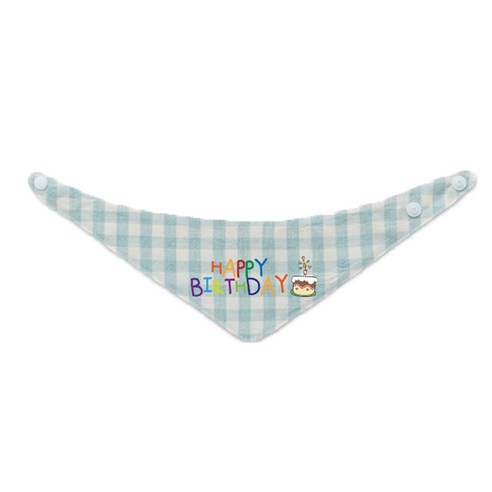 리토가토 반려동물 레터링 스카프 생일축하2 L, 민트체크, 1개