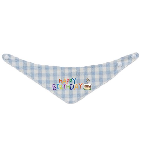 리토가토 반려동물 레터링 스카프 생일축하2 S, 블루체크, 1개