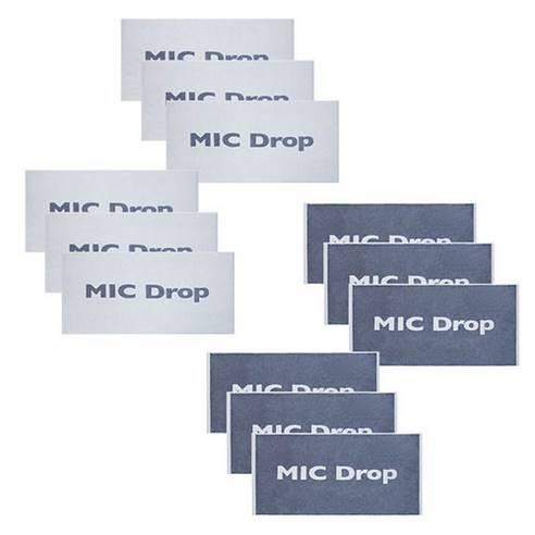 BTS MIC Drop 세면타월 170g 뱀부사 2종 세트, 그레이, 화이트, 6세트