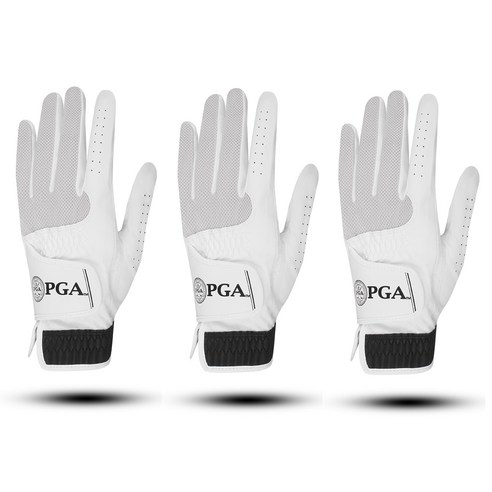 PGA 2102F 여성용 합피 골프장갑 왼손용 3p, 화이트