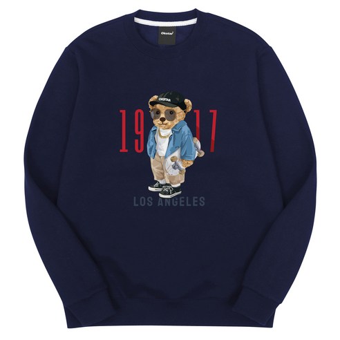 옥스타 남성용 1917 곰돌이 기모 맨투맨