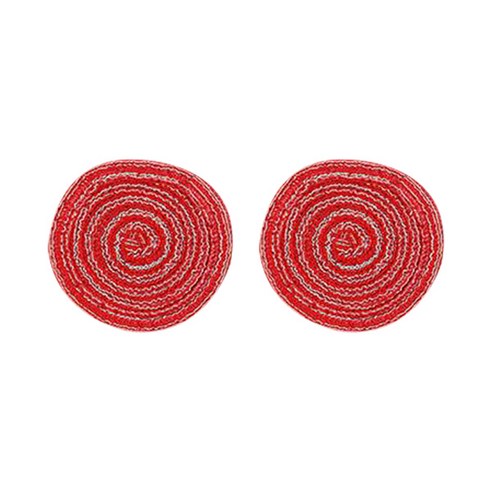 w에이블 감성 원형 테이블 매트 컵받침 2p, 01 빨간색, 110 x 110 mm