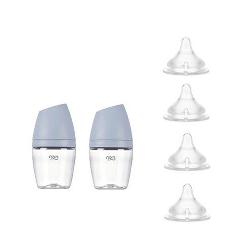 티지엠 트라이탄 쌀알 젖병 160ml x 2p + 젖꼭지 4p, 코튼블루, 1개