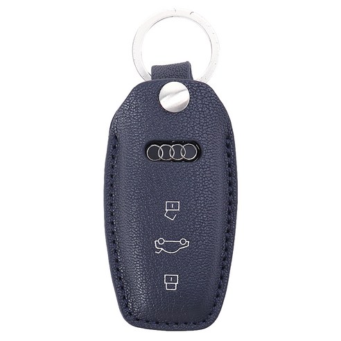 바슬리 아우디 A6 A7 2020년~ 크리스페 가죽 스마트 키케이스, 네이비(키케이스), 은(키링), AD023