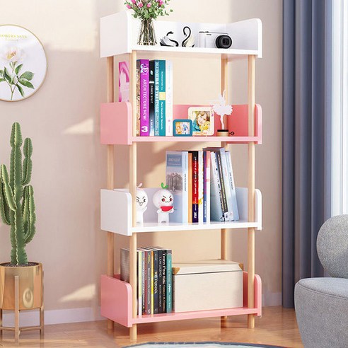 따니네 샹스 다용도 수납선반 4단 60cm BGN137, 핑크 화이트