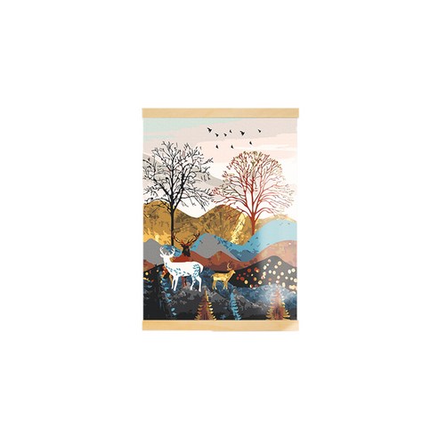아트조이 DIY 행잉 명화그리기 족자형 30 x 40 cm, 숲속의 사슴, 1개