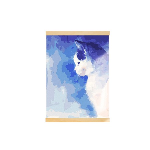 아트조이 DIY 행잉 명화그리기 족자형 30 x 40 cm, 푸른빛 고양이