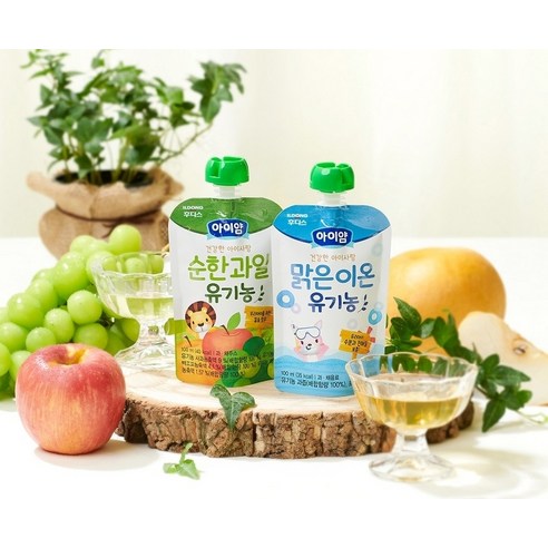 아이얌 건강한 아이사랑 순한 과일 유기농 주스, 배 + 사과 + 백포도 혼합 순한과일맛, 100ml, 20개