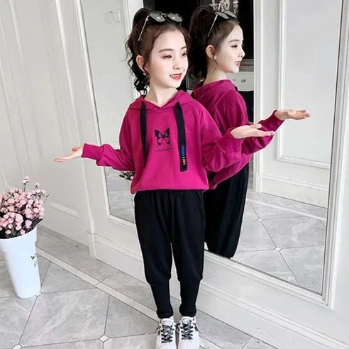 앤젤아이 여아용 나비후드 조커팬츠세트