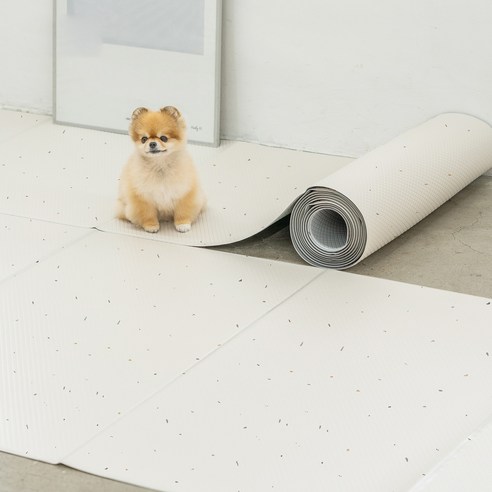디팡 펫플레이 강아지매트 폴딩타입 140폭, 테라조 화이트, (8칸)480 x 140 x 0.4 cm