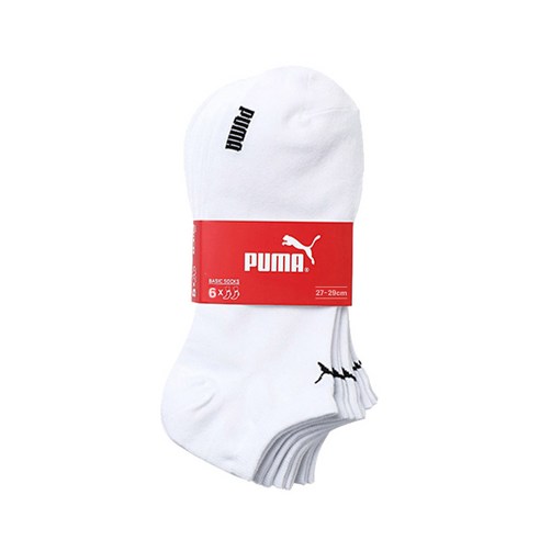 푸마 남성용 스니커즈 스포츠 캐주얼 양말 6켤레 세트 PUE31015C, 화이트