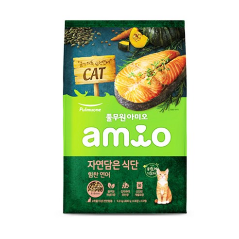 아미오 2개월 이상 전연령 자연담은 식단 고양이 건식사료, 연어, 5.2kg, 1개