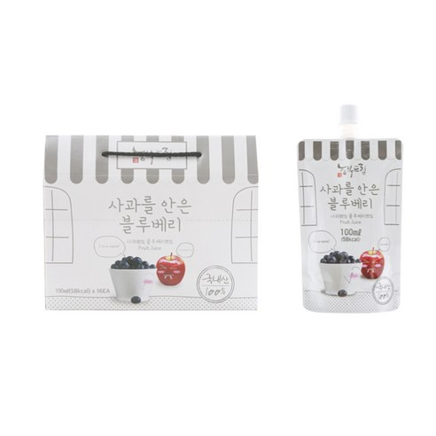 오마케팅 사과를 안은 블루베리 주스, 100ml, 16개