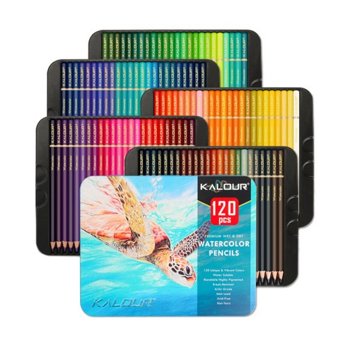 칼루어 전문가용 수채화 색연필 + 하드케이스, 1개, 120색