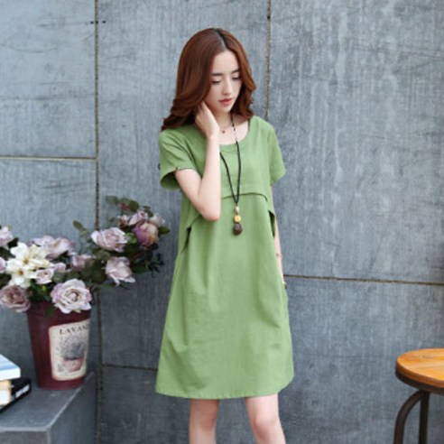 베이직 라운드핏 수유 임산부 원피스