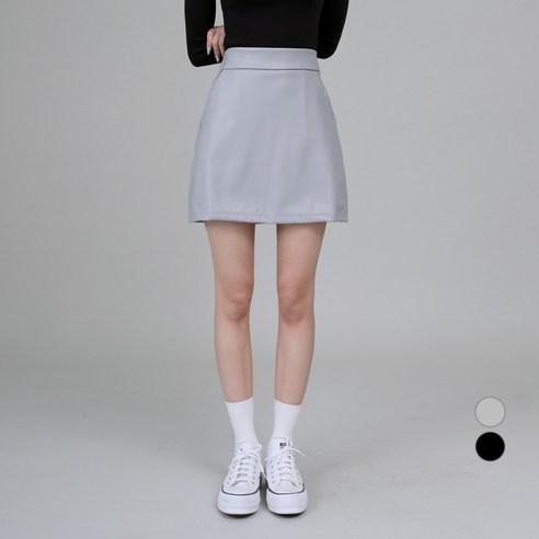 어썸어라운드 여성용 레더 A라인 미니 스커트 플레어미니스커트