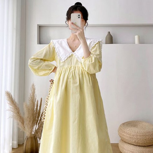임산부 칼라 셔츠 원피스